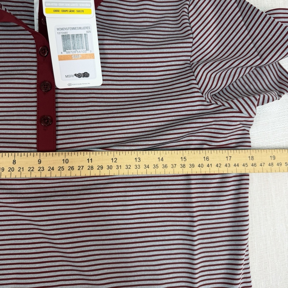 New Under Armour Women's HeatGear Zinger Striped Golf Shirt Small Polo S Maroon - Picture 9 of 11